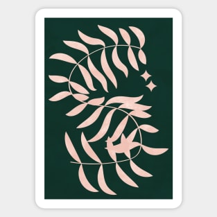 Botanical Plant, Palm Leaf, Earth Tones, Boho, Forest Green Sticker